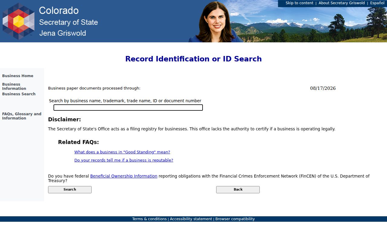 Westminster residents directory Colorado business filing search
