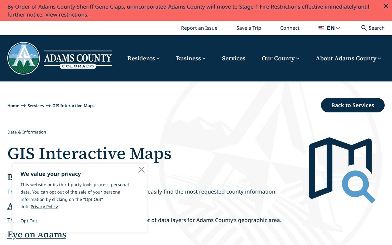 Westminster street directory Adams GIS parcel search